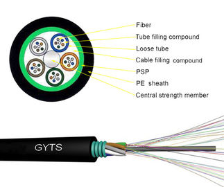 Gepanzertes Optikkabel des Rohr-7,0 der Faser-8,0 für Gebrauch im Freien G652D GYTS 24 48B1.3